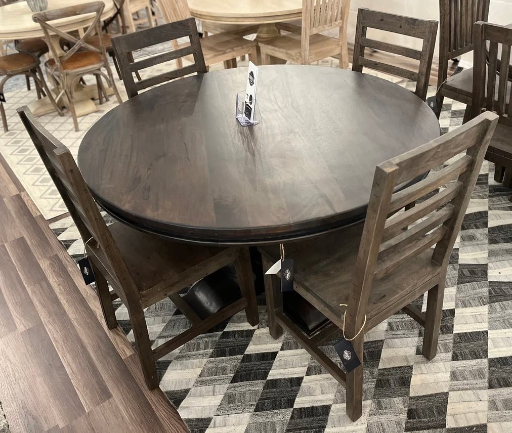 Malcolm Live Edge 60" Round Dining Table - Natural + Black - The Furnishery