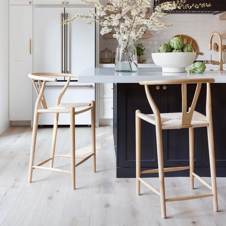 Matthew Wishbone - Natural Counter Stool - The Furnishery