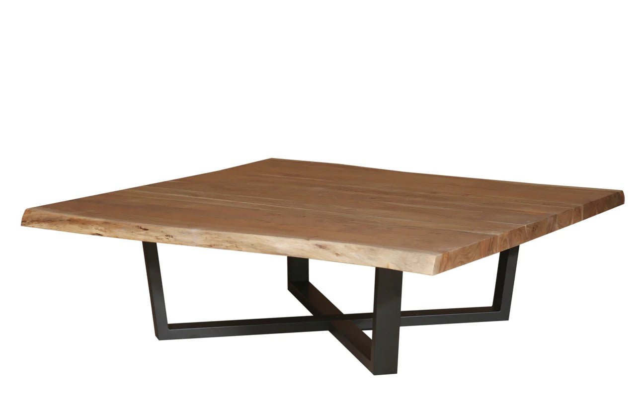 Natural Acacia 60" Square Live Edge Coffee Table - Natural - The Furnishery