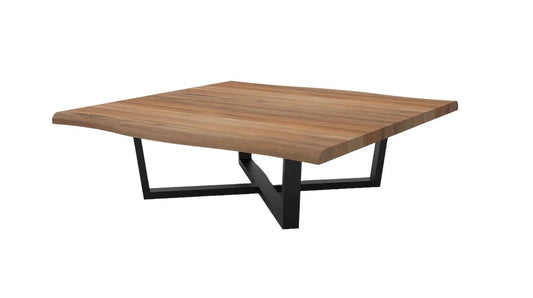 Natural Acacia 60" Square Live Edge Coffee Table - Natural + Grey - The Furnishery