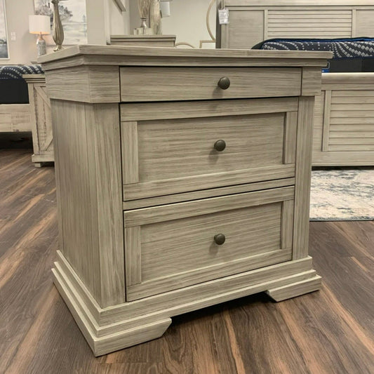 Penrose 3 Drawer Night Stand - Country Gray - The Furnishery