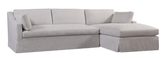 The Sahara slipcovered sectional RAF chaise/LAF loveseat in Floris linen (performance fabric) - The Furnishery