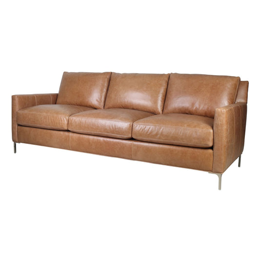 The Trenton - 86" Leather Sofa in Iceburg Cognac - The Furnishery