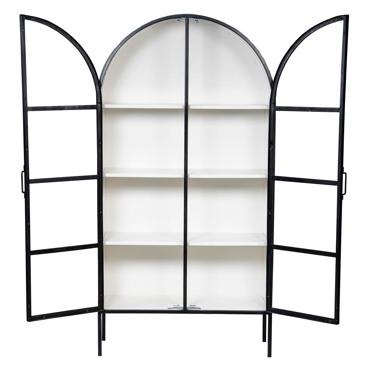 Wade Arched 78" Black Iron and Glass Cabinet - The Furnishery