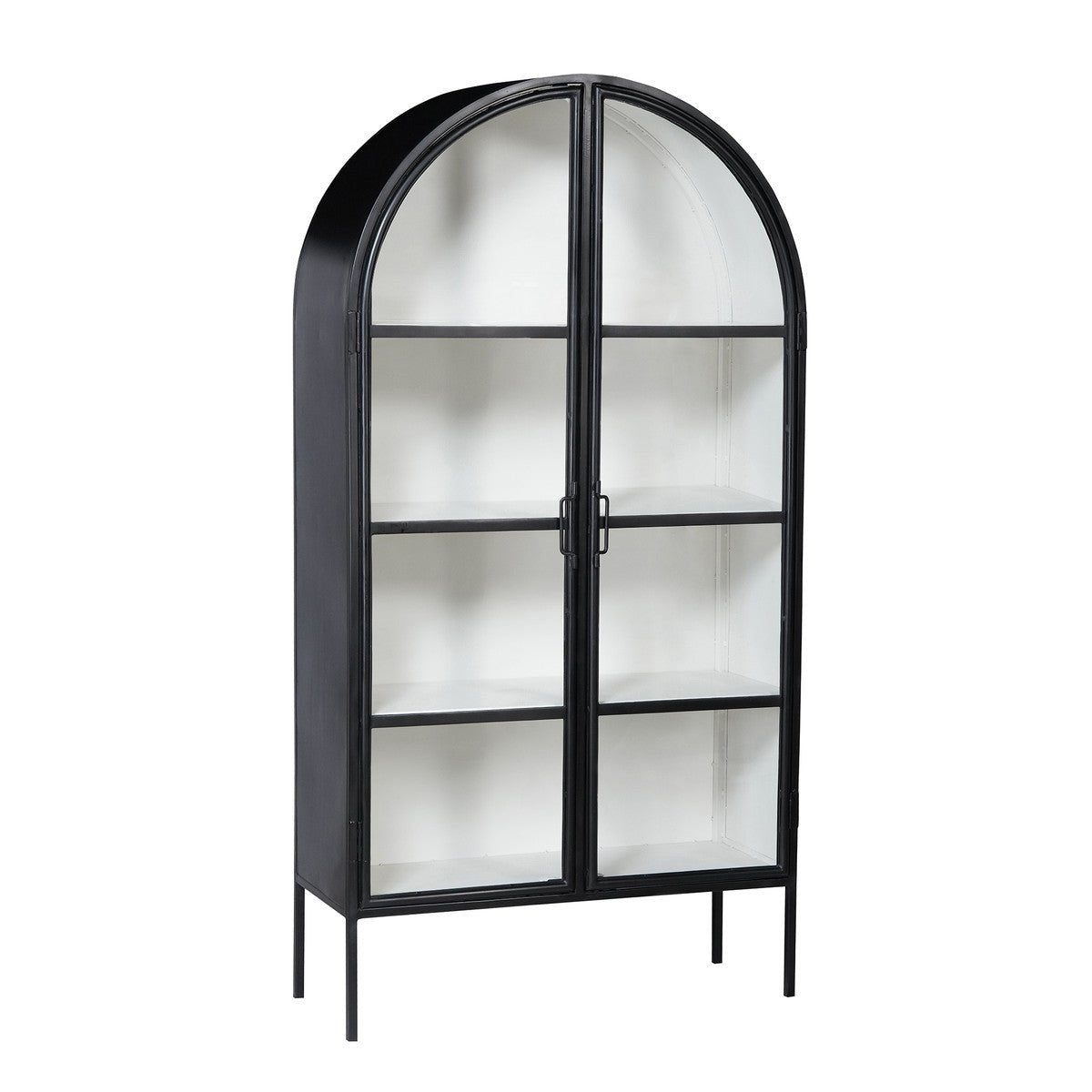 Wade Arched 78" Black Iron and Glass Cabinet - The Furnishery