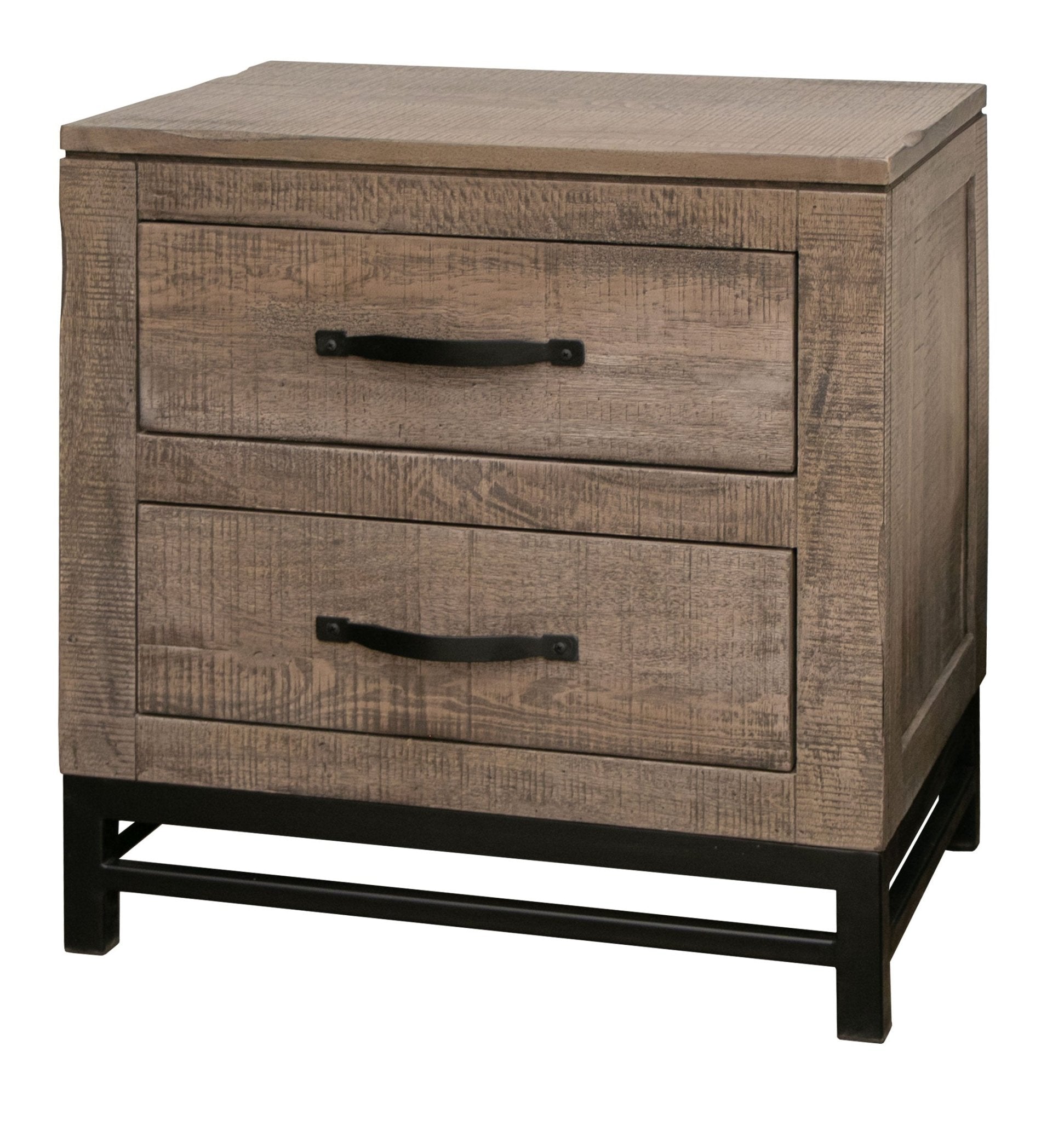 Wooden Iron - 2 Drawer Nightstand - The Furnishery