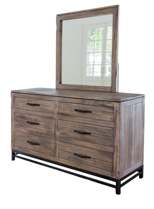 Wooden Iron - 6 Drawer Dresser with Mirror (Optional) - The Furnishery